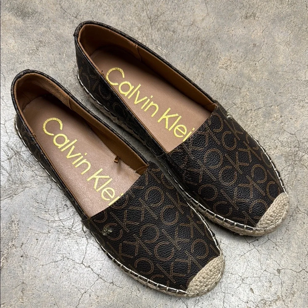 *Calvin Klein Brown Espadrille Slip-On Shoes